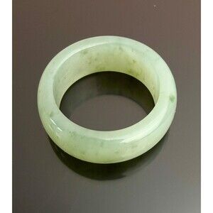 1 Natural icy Jade unique pattern band Ring US 8 Minimalist jewelry green